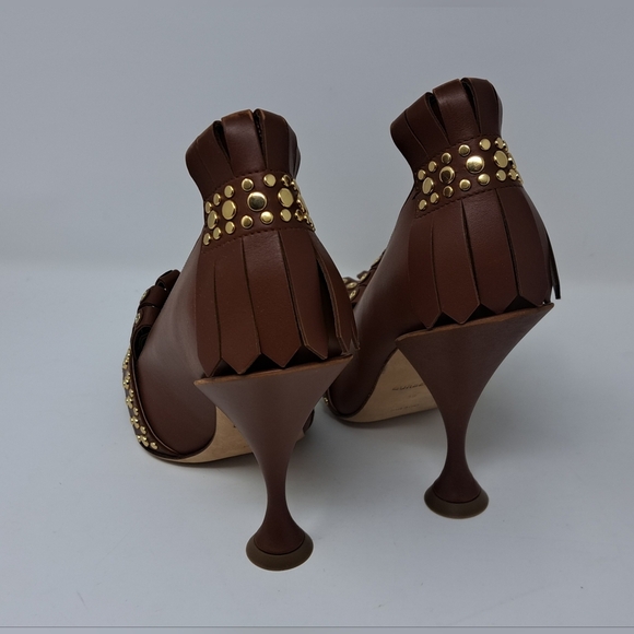 Burberry Goodall 105 Kiltie Fringe Leather Point Toe Pumps Heels 8 US 38 EU - Picture 8 of 16